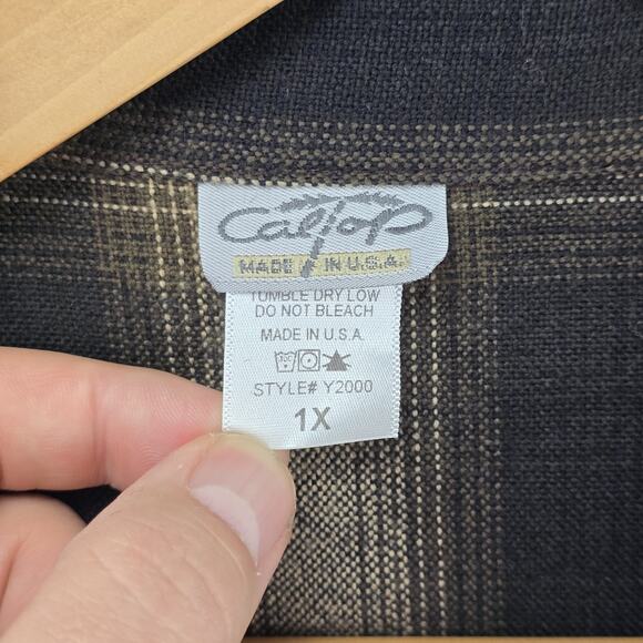 Vintage Caltop Shirt Mens XL Black Brown Plaid Chicano Lowrider Made In USA - Picture 4 of 7